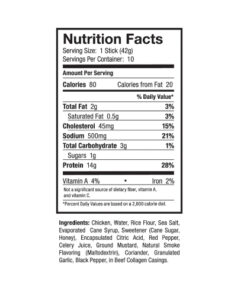 Ostrim- Chicken Buffalo Wing Nutritional Label