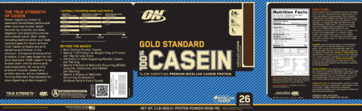 Optimum Nutrition- Gold Standard 100% Casein 2lb Chocolate Label