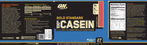 Optimum Nutrition- Gold Standard 100% Casein 2lb Strawberry Label