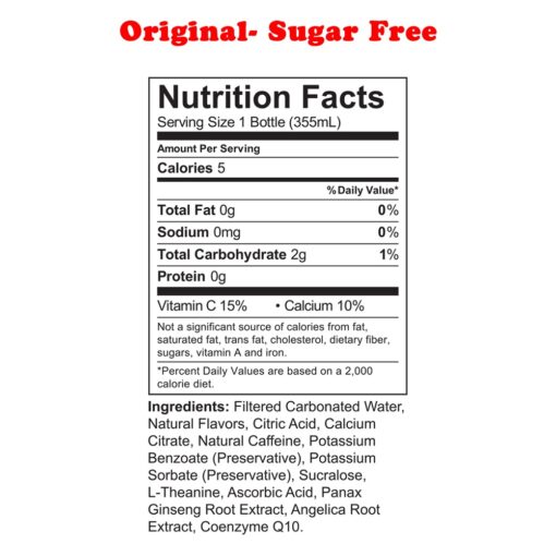 Uptime Energy- Original Sugar Free nutrition facts