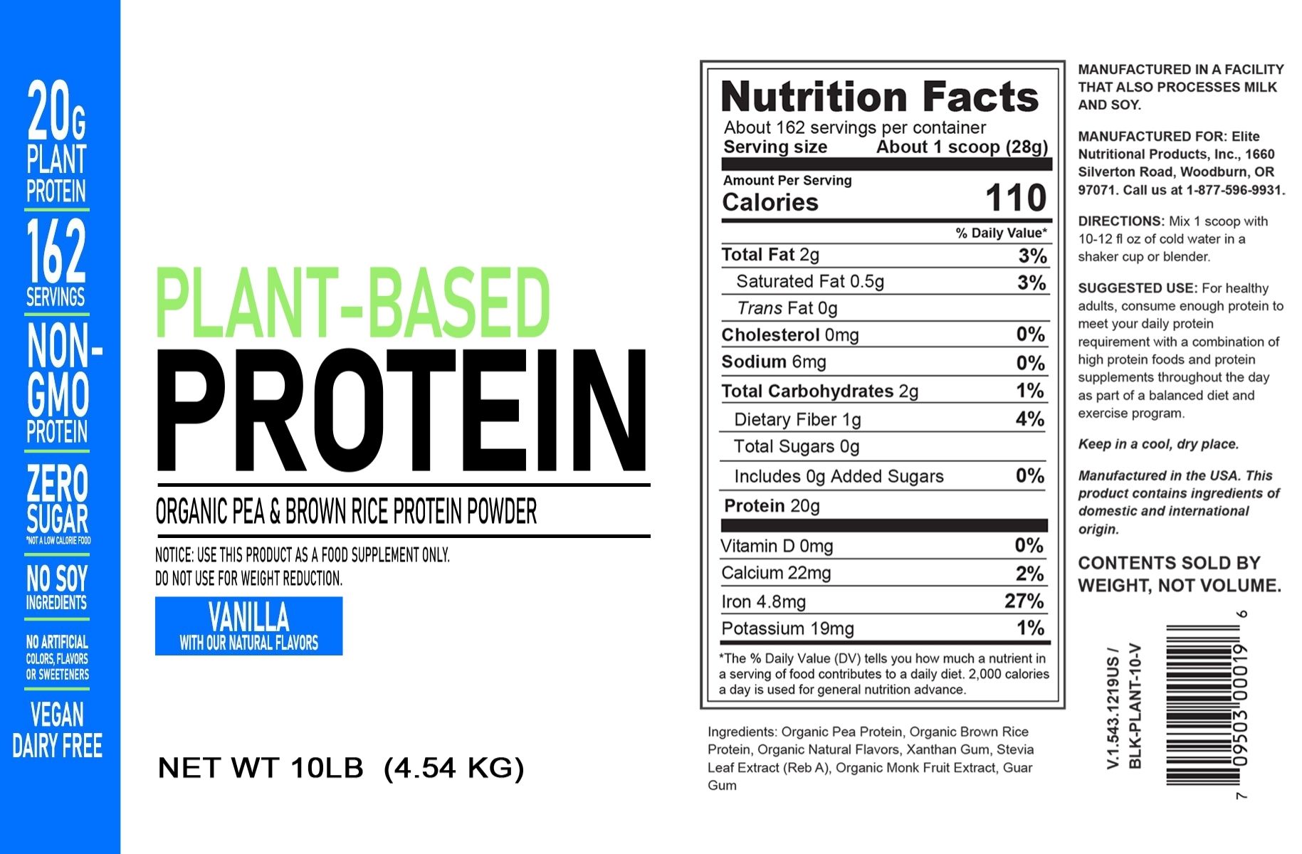 Smoothie Perfect 100% Plant- GF/LF/GMOF- 10lb/175srv