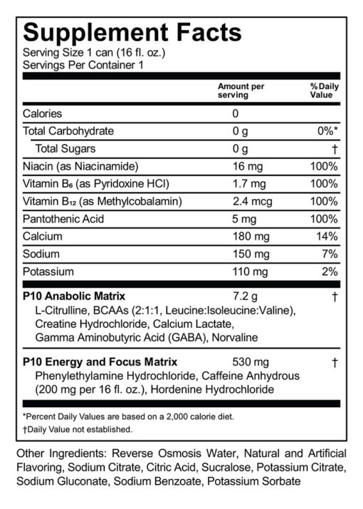 P10 Performance- Supplement Facts Pre-Workout