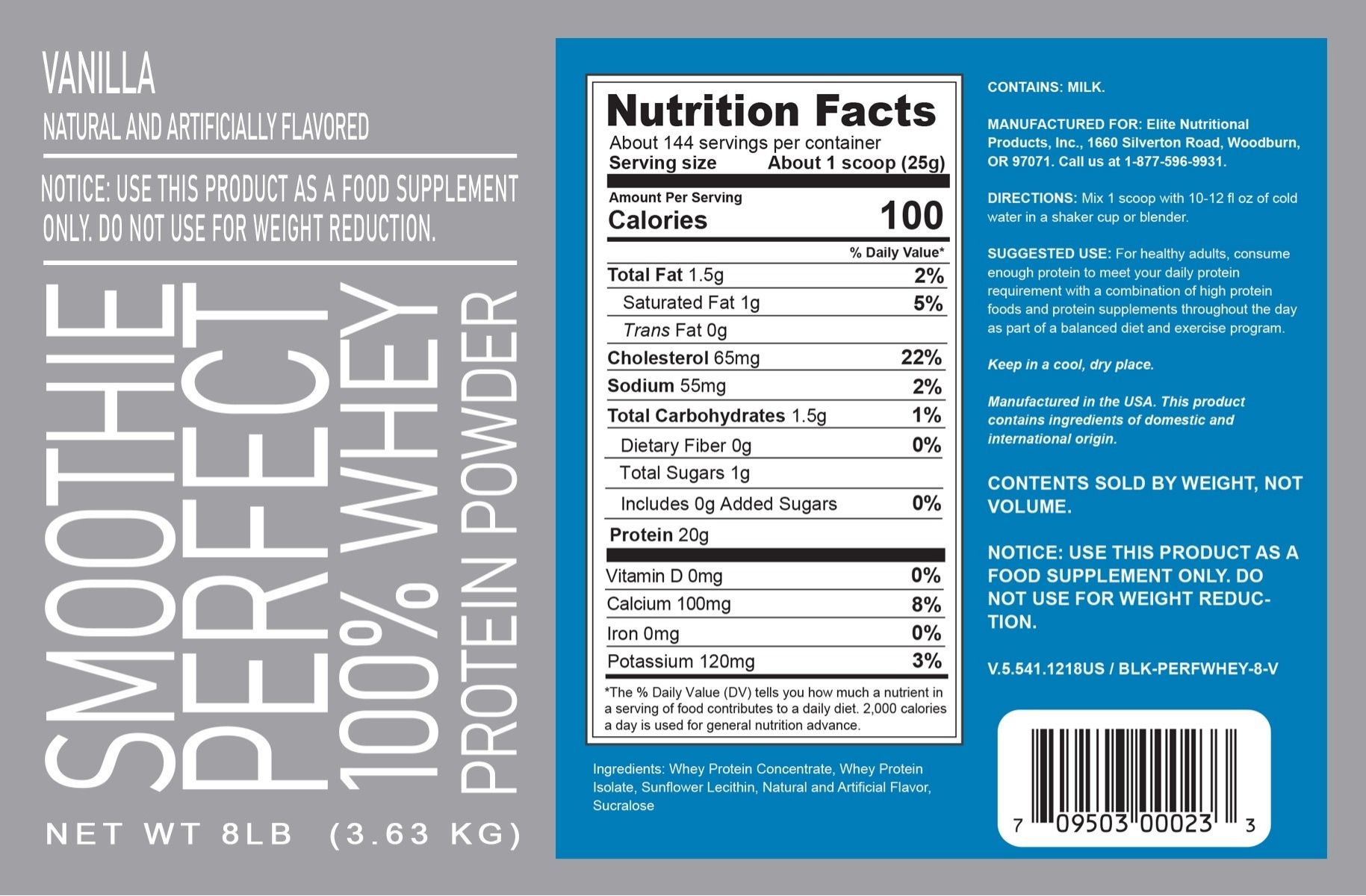 Smoothie Perfect - 100% Whey- Isolate Blend 8lb/139srv